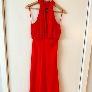 Open-back Orange Satin Dress